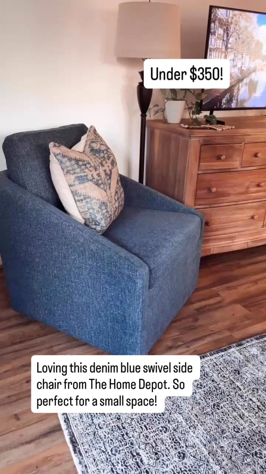 Love this compact denim blue swivel side chair. Perfect for a small apartment! Also comes in black. 👍🏻

#home #decor #apartment #sidechair #armchair #swivelchair

#LTKHome #LTKFamily #LTKSaleAlert