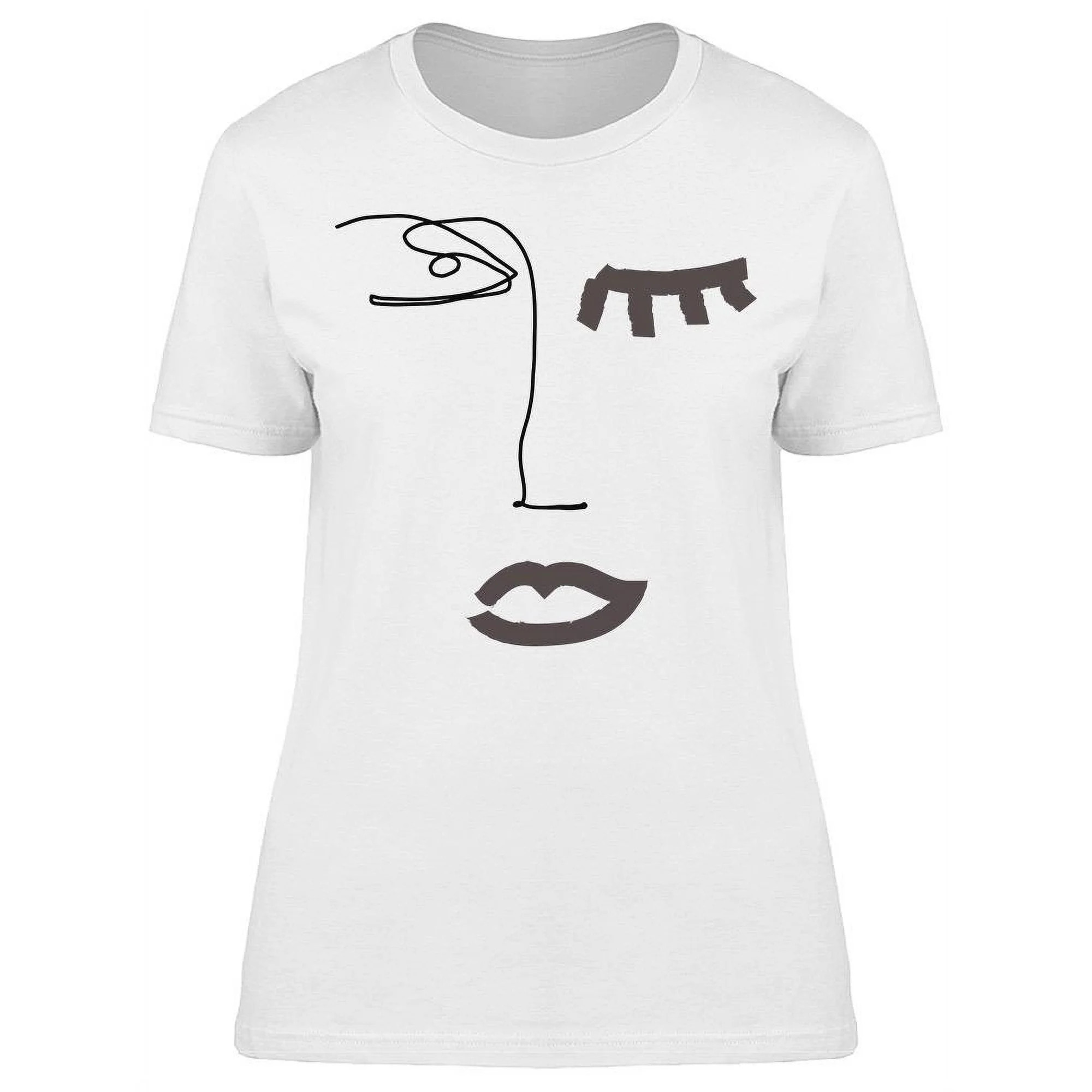 Abstract Face Art One Line T-Shirt Women -Image by Shutterstock  Female x-Large | Walmart (US)