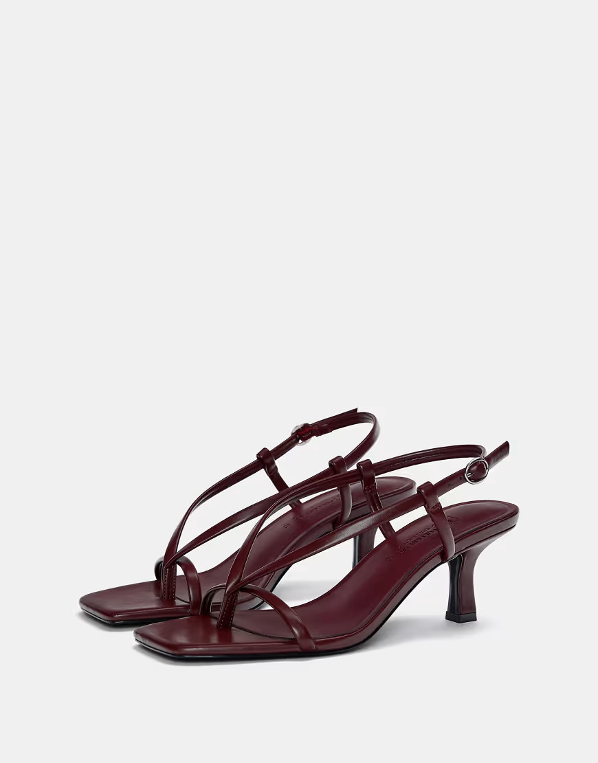 Pull&Bear strappy heeled sandals in maroon-Multi | ASOS (Global)