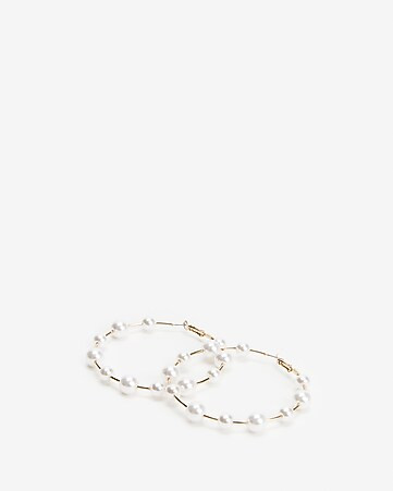Pearl Hoop Earrings | Express