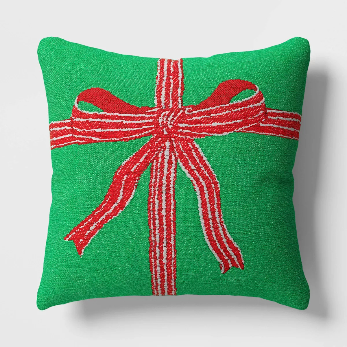 Woven Present Square Throw Pillow Green/Red/Ivory - Threshold™ | Target