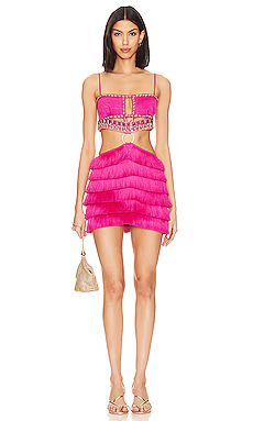 PatBO Beaded Fringe Mini Dress in Pop Pink from Revolve.com | Revolve Clothing (Global)