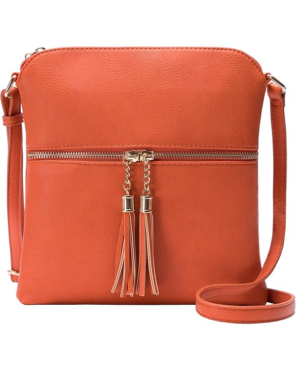 Solene Womens Lightweight Medium Crossbody Purse with Tassel, Perfect Size Crossbody Bags for Dai... | Amazon (US)