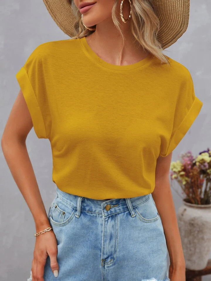 SHEIN LUNE Batwing Sleeve Round Neck Tee | SHEIN
