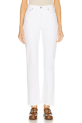 AGOLDE Riley Long High Rise Straight in White | FWRD 