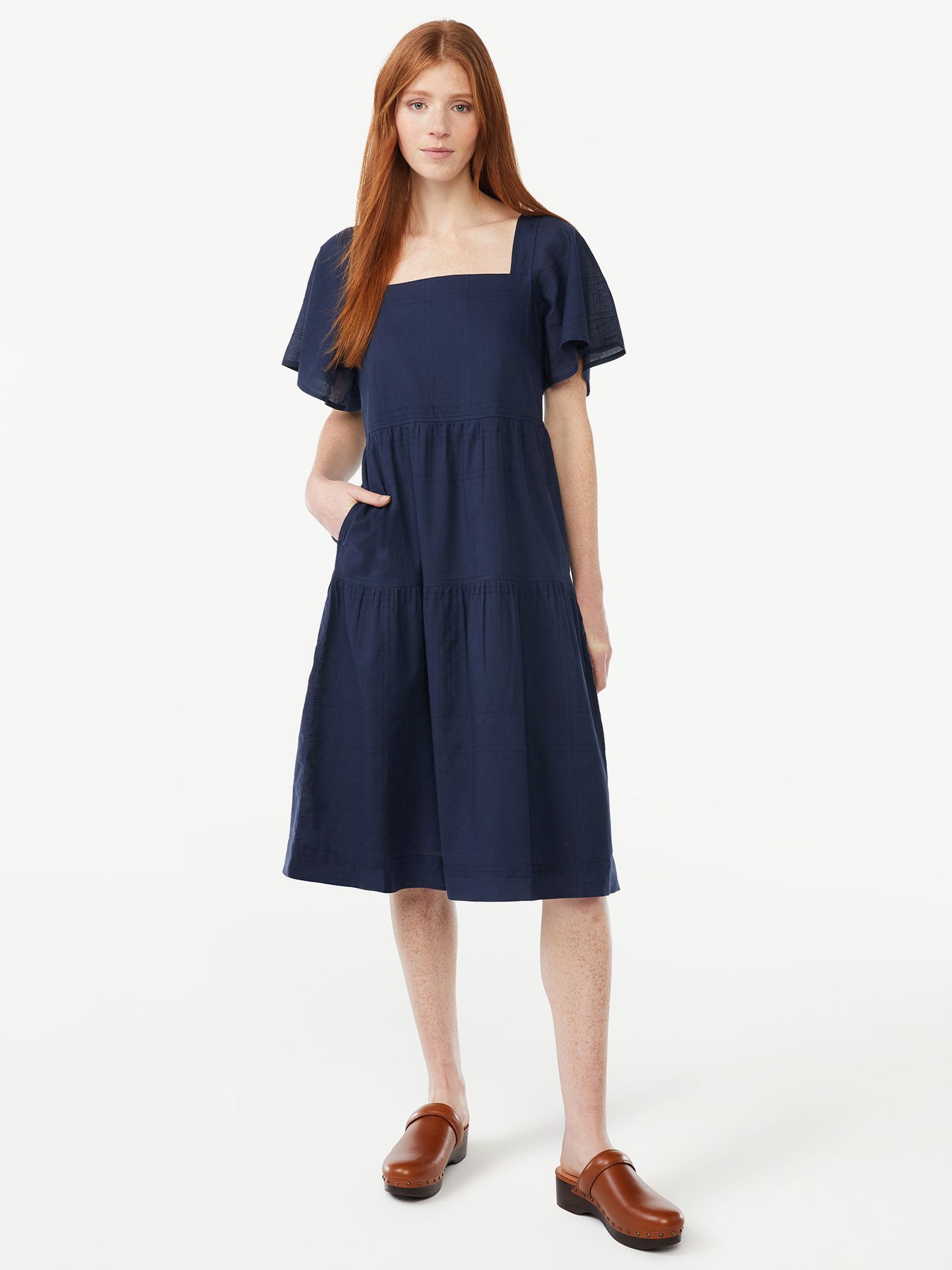 Free Assembly Women's Tiered Midi Dress | Walmart (US)