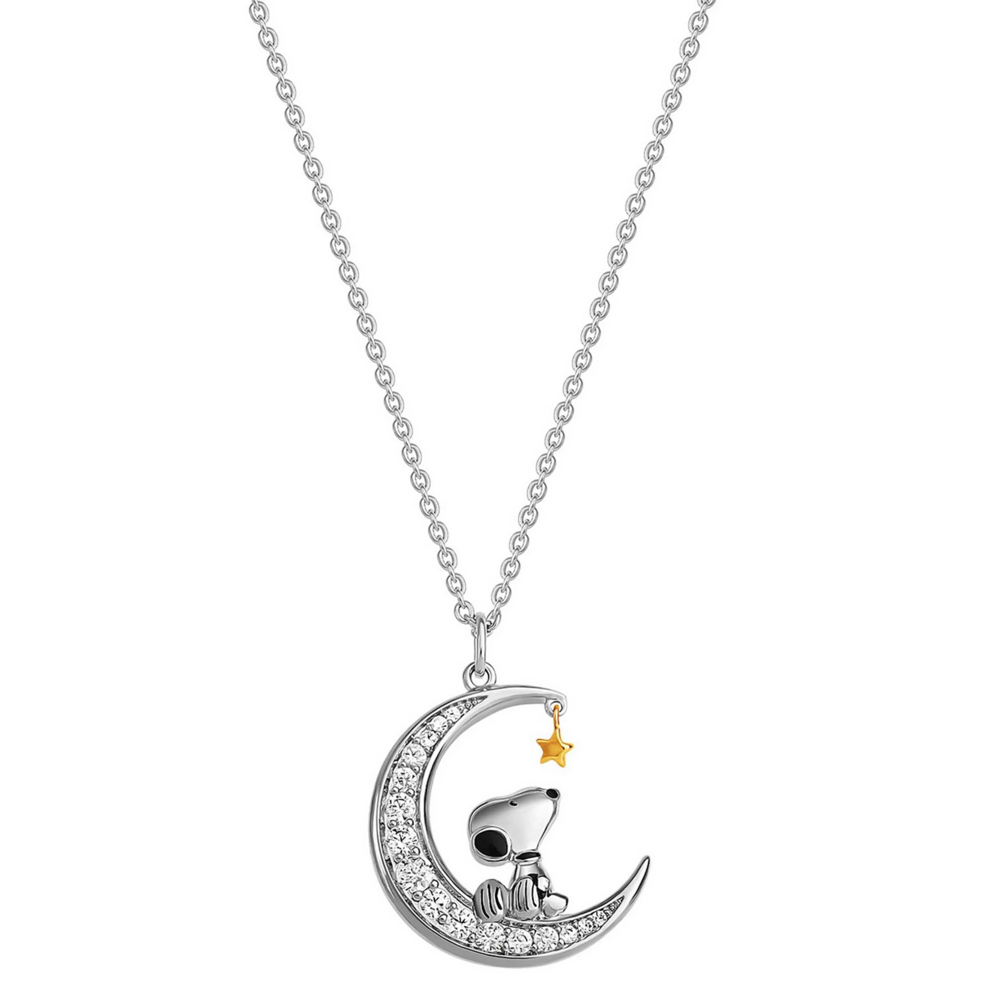 Peanuts Snoopy Two Tone 18k Gold Plated Cubic Zirconia Pendant Necklace | Kohl's