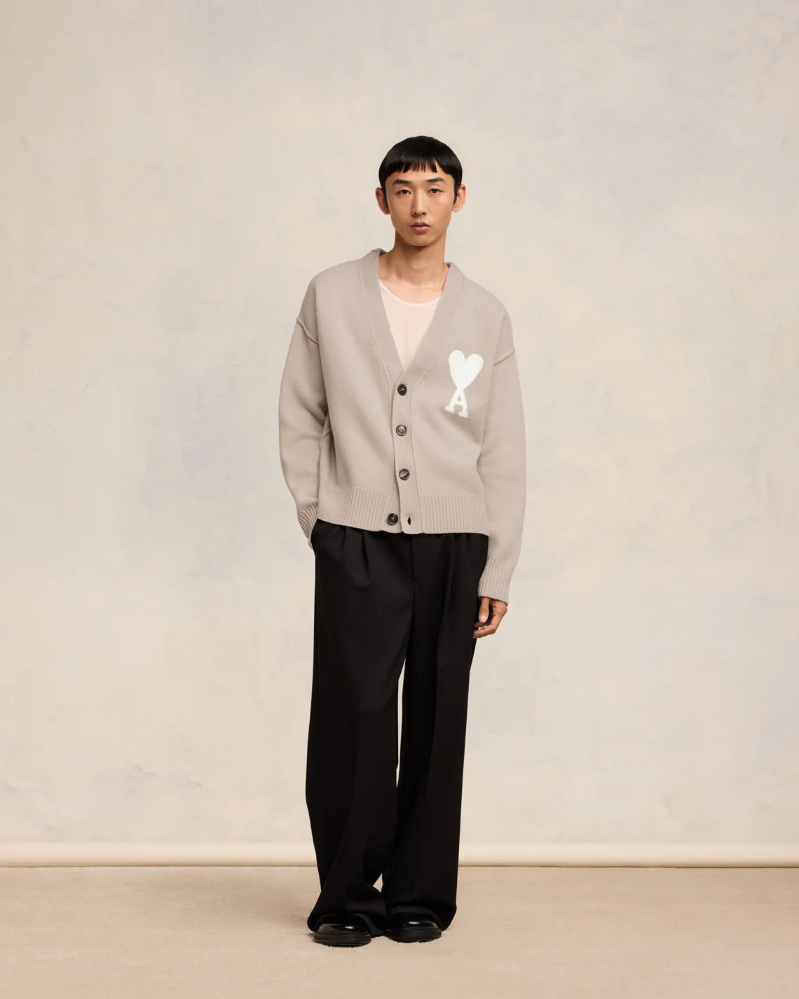 Light Beige/Off White Off White Ami De Coeur Cardigan | AMI PARIS | AMI Paris FR