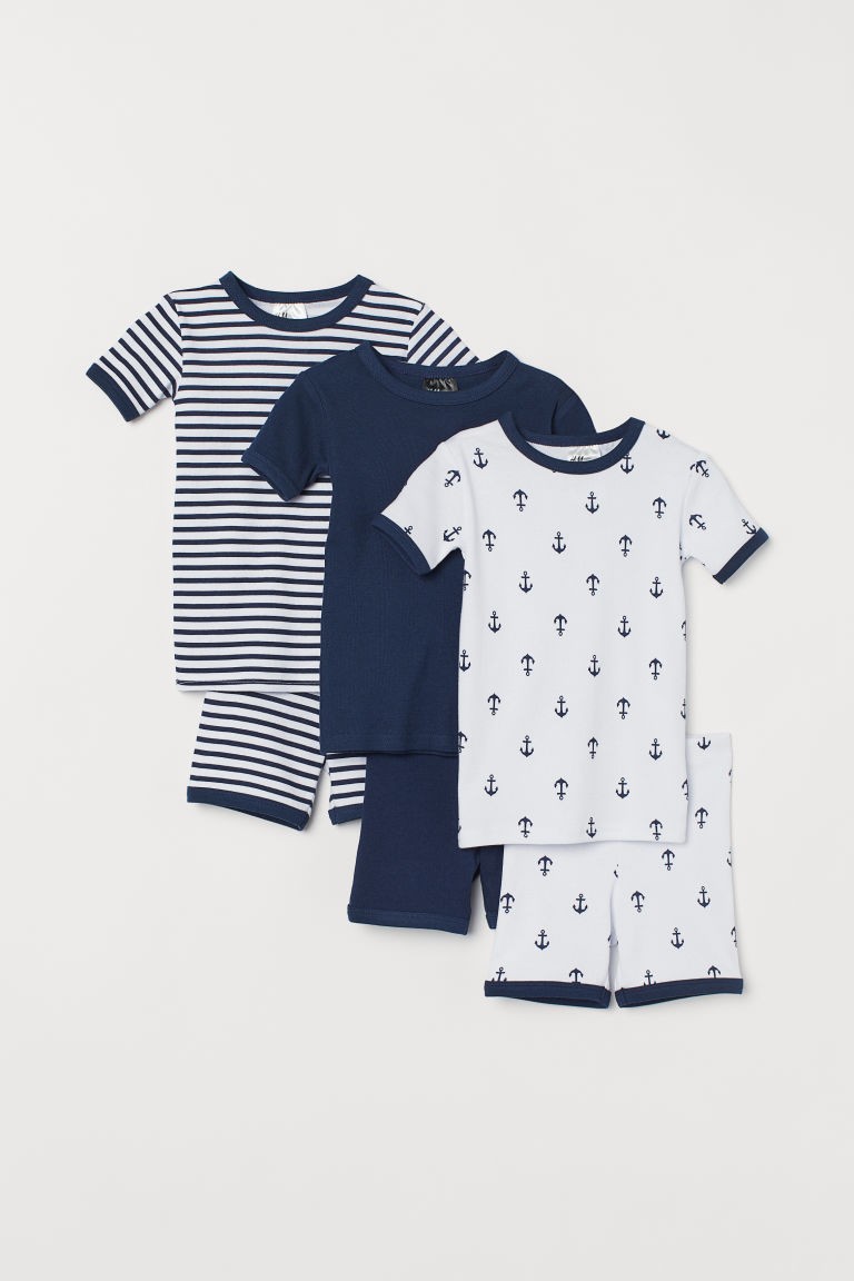 H & M - 3-pack Jersey Pajamas - Blue | H&M (US + CA)