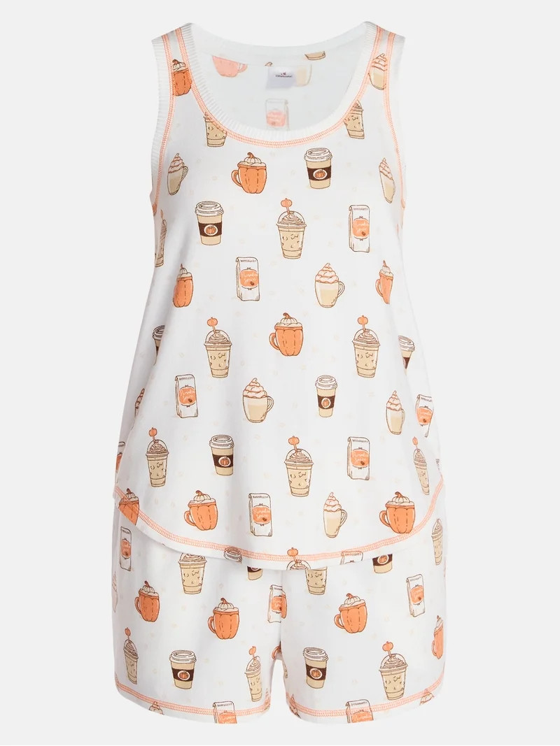 Halloween Women's Hacci Knit Tank Top and Shorts Pajama Set from Way to Celebrate, 2-Piece, Sizes... | Walmart (US)