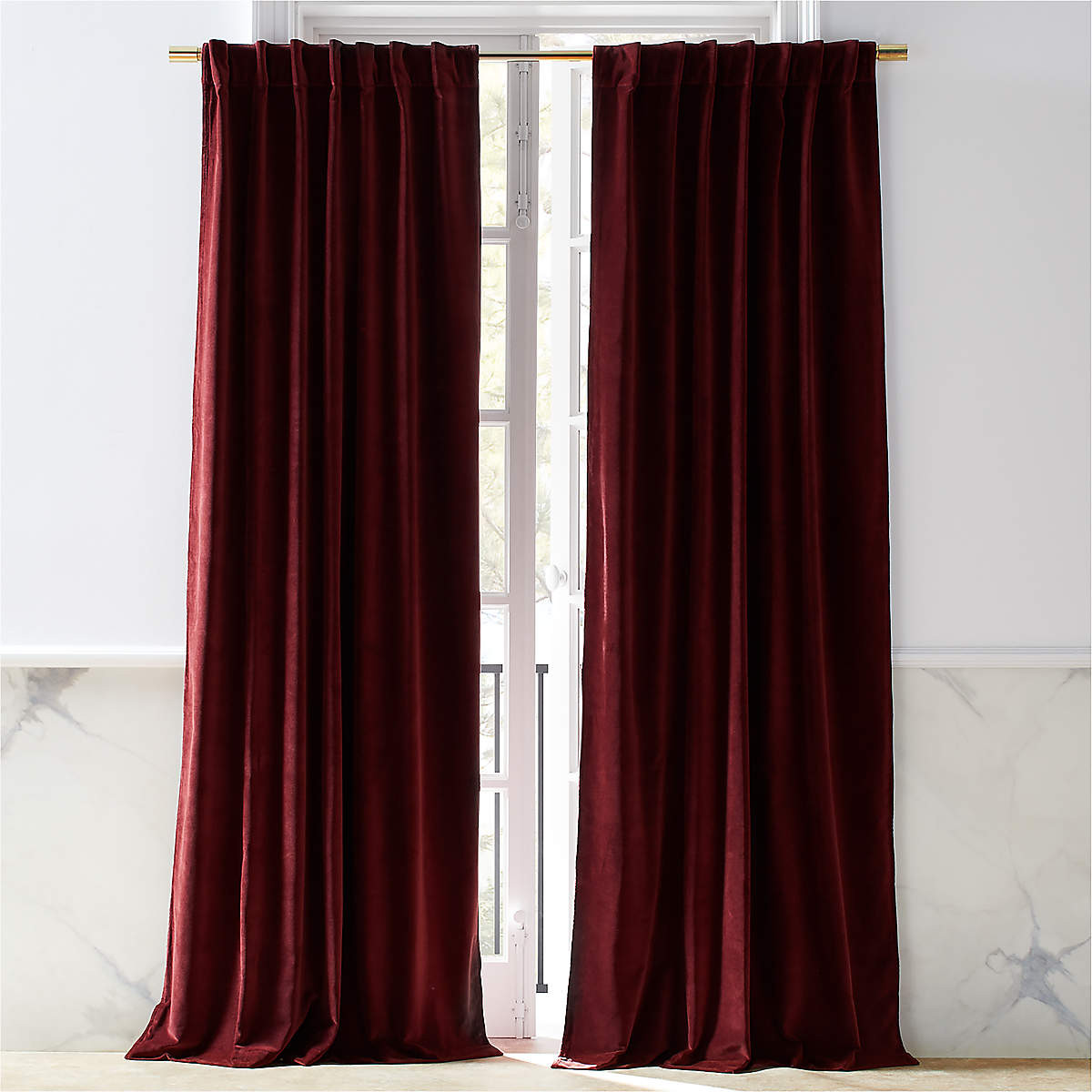 Velvet Copper Curtain Panel 48"x96" + Reviews | CB2 | CB2