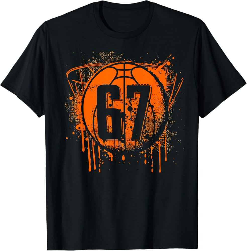 Basketball 67 Six Seven Alpha Slang 6 7 Meme Kids Teachers T-Shirt | Amazon (US)