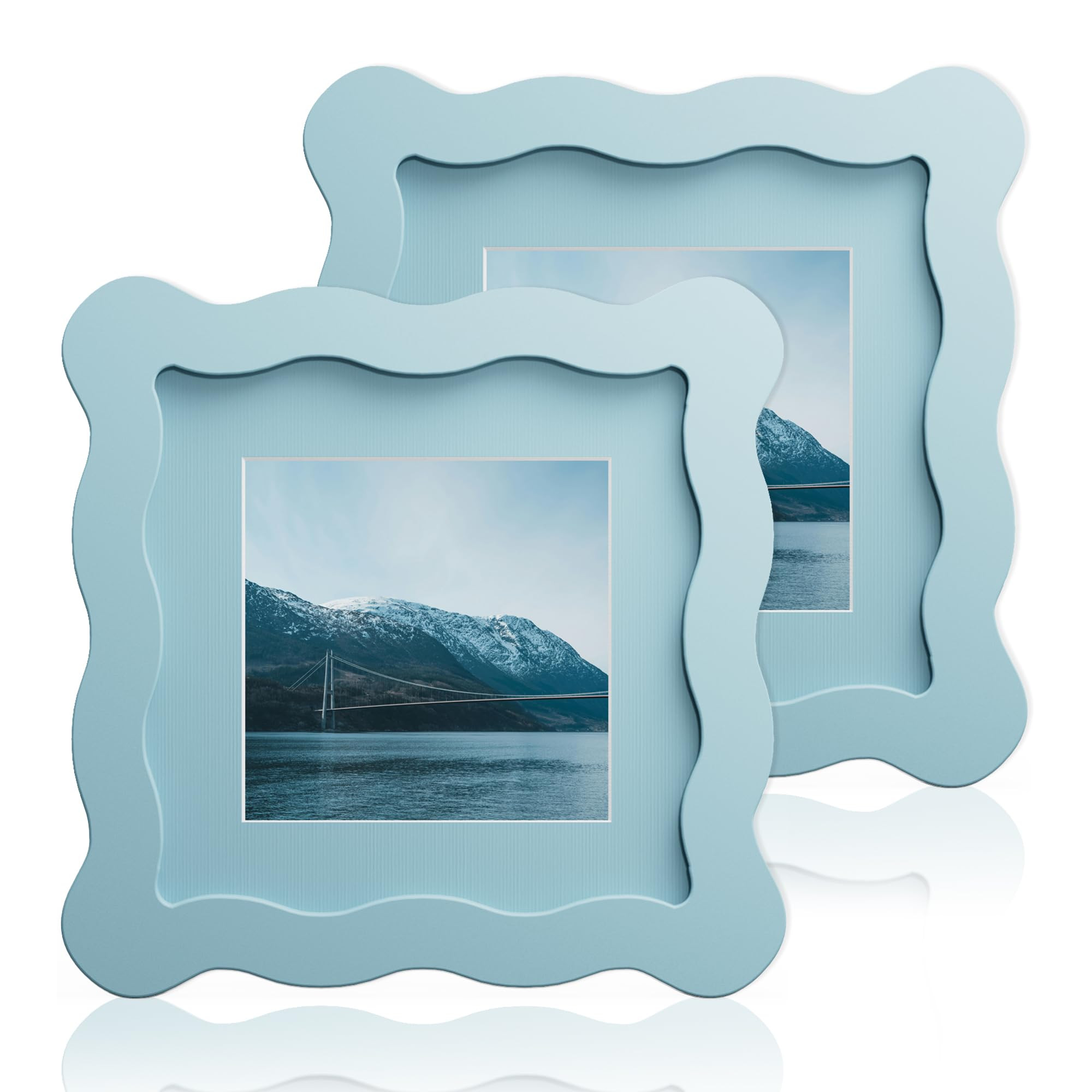 4x4 Wavy Picture Frame With Mat For 3x3, Wavy Edge Wooden Picture Frame with Real Glass - Wall Mo... | Amazon (US)