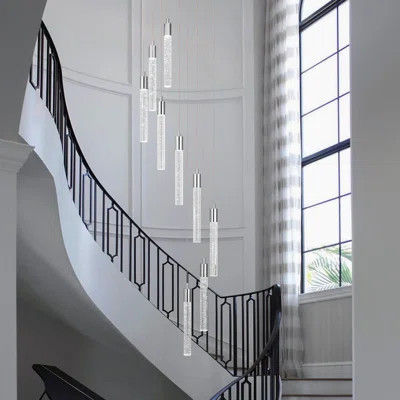 Modern Living Room Chandelier Black Crystal Ceiling Pendant Lights Led Dimmable 54w 6000k Staircase Large Chandeliers For Entryway Lobby Foyer High Ce | Wayfair North America
