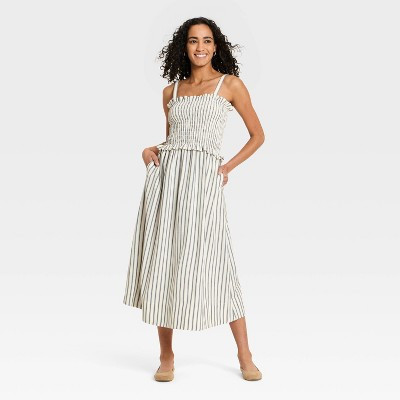 Women's Sleeveless Woven Maxi Sundress - Universal Thread™ Cream Striped XS | Target