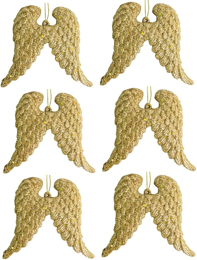 Christmas Glitter Angel Wings Ornament Christmas Tree Hanging Pendant Glitter Angel Wings Ornamen... | Amazon (US)