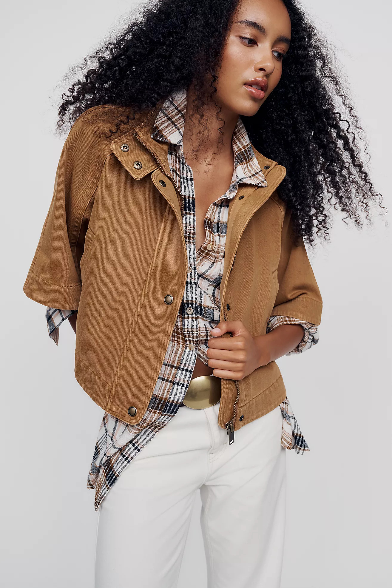 Pilcro Cropped Utility Cape Jacket | Anthropologie (US)