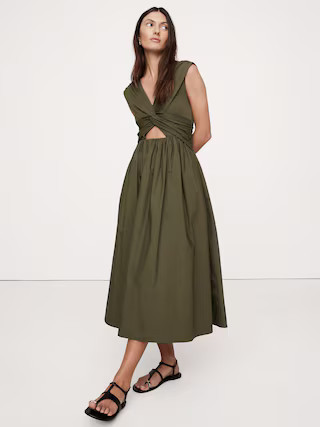 Mixed-Media Cut-Out Midi Dress | Banana Republic (US)