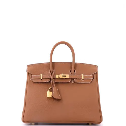 Pre-Owned Hermes Birkin Handbag Brown Togo with Gold Hardware 25 in Metallic Gold at Nordstrom, Size Small | Nordstrom