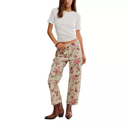 Women's Free People We The Free Deep Trance Printed Relaxed Fit Barrel Jeans | Scheels Sports