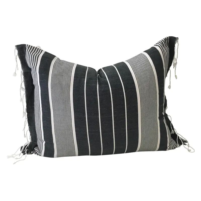 Striped Black and White Pillow | Chairish