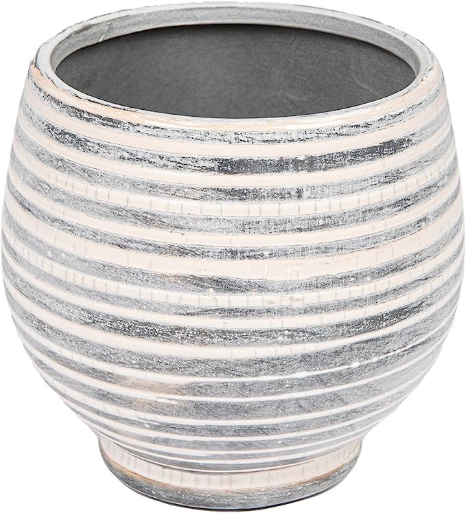 Creative Co-Op Grey & White Striped Stoneware Planter, 5" L x 5" W x 5" H, Multicolor | Amazon (US)