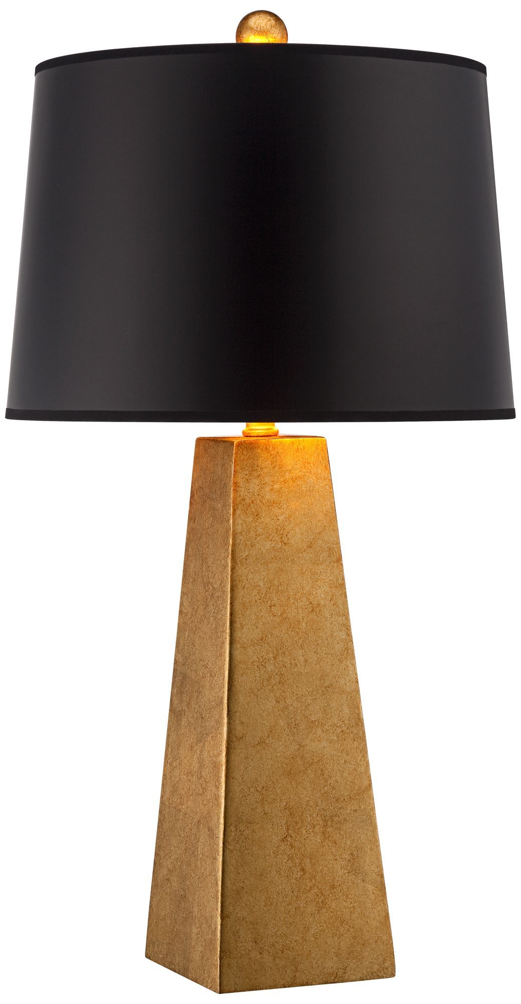 Possini Euro Design Modern Table Lamp Luxe Obelisk 26" High Gold Foil Black Paper Drum Shade for ... | Walmart (US)