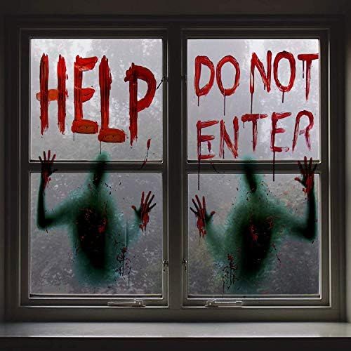 Angmart 2PCS Halloween Giant Bloody Window Posters Window Clings Party Decoration Haunted House D... | Amazon (US)