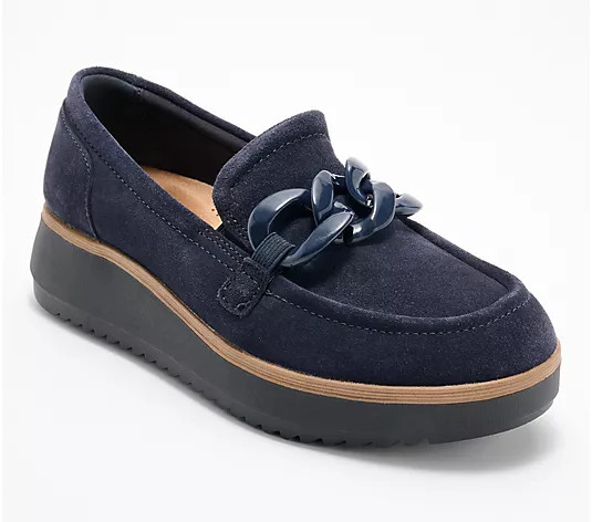 Clarks Collection Leather/Textile Loafers - Zylah May - QVC.com | QVC