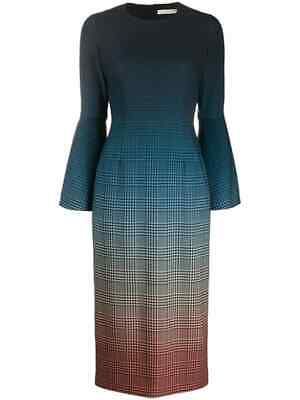 MARY KATRANTZOU Ombre Check Print Dress In Blue SZ 12 | eBay US