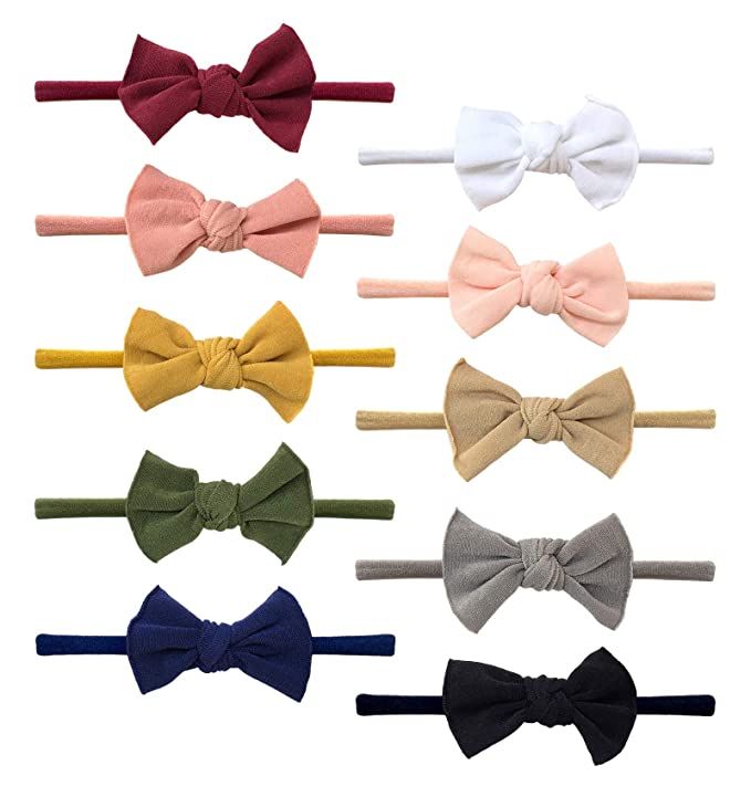 Amazon.com: Baby Nylon Headbands and Hair Bows, Super Soft Hairbands for Newborn Infant by Cherss... | Amazon (US)