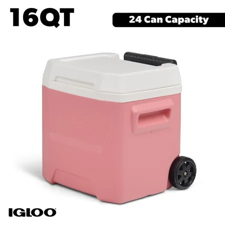Igloo 16 QT Laguna Ice Chest Cooler with Wheels, Coral Pink | Walmart (US)