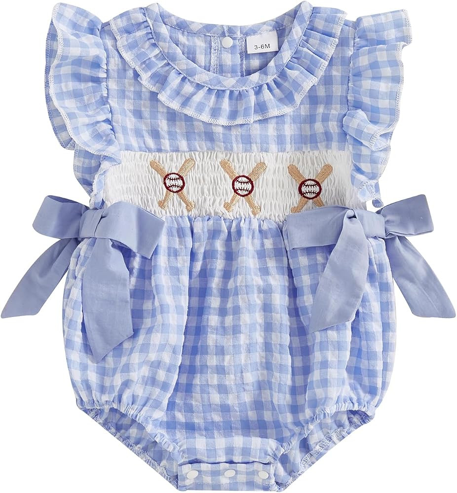 My First Christmas Baby Girl Outfit Infant Plaid Bubble Romper Shamrock Embroidery Irish Day Spri... | Amazon (US)