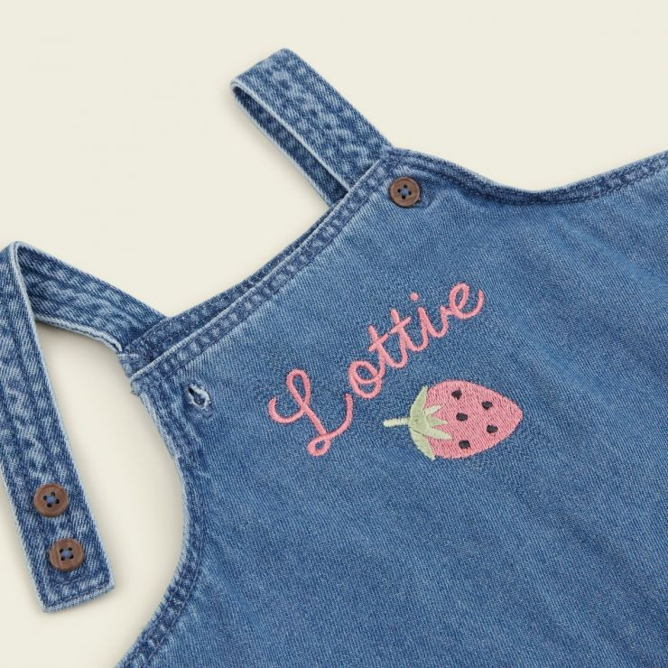 Personalised Strawberry Denim Dungarees | My 1st Years (Global)