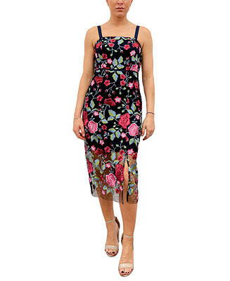 Women's Peony Embroidered Sleeveless Midi Dress | Macys (US)