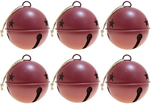 Haute Decor Jingle Bell Ornaments, 3.35-inch Diameter, 6-Pack (Red) | Amazon (US)