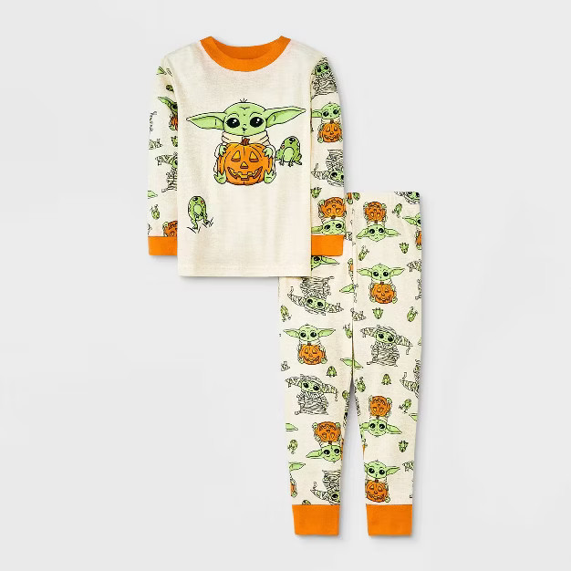 Toddler Boys' Star Wars Baby Yoda Halloween Snug Fit Pajama Set - Orange | Target