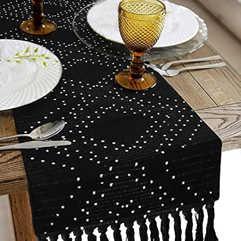 IPRSTAR Boho Table Runner 14 X 87 in, Farmhouse Cotton Woven Fringe Coffee Table Runner with Tass... | Amazon (US)