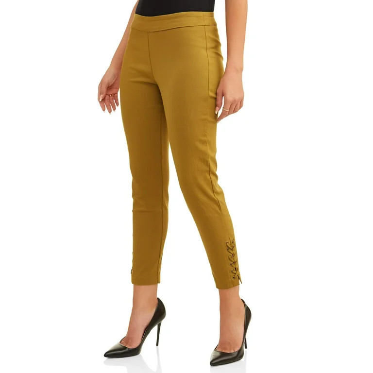LIFESTYLE ATTITUDE Women's Ankle Slim Lace Up Detail Pull On Pant | Walmart (US)