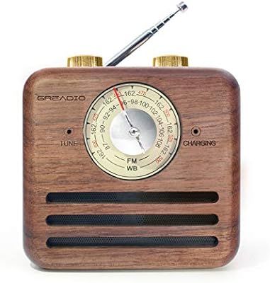 Retro Speaker Radios, Wireless Bluetooth Speaker with Wood FM/WB NOAA Weather Radio, Natural Waln... | Amazon (US)