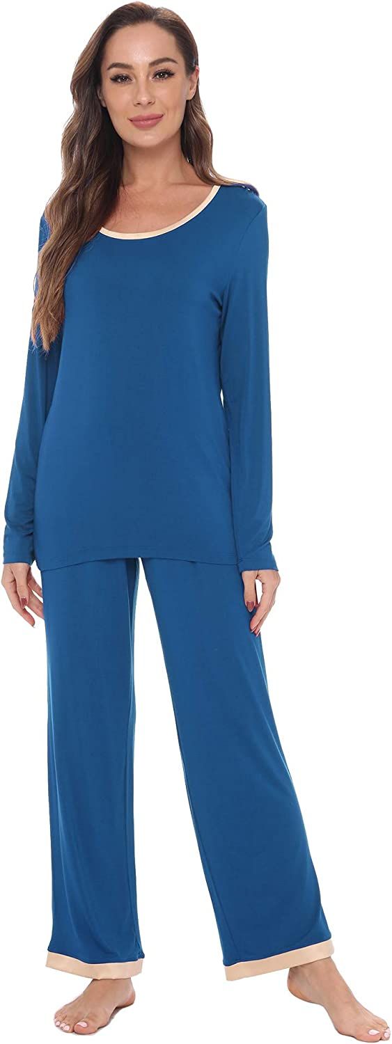 GYS Bamboo Pajamas Set for Women Long Sleeve Sleepwear with Pants Soft Comfy Pj Lounge Sets S-4X | Amazon (US)
