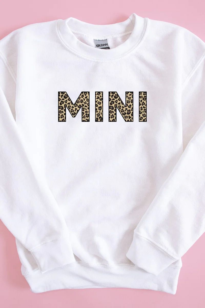 Mini Animal Print Kids Sweatshirt White | The Pink Lily Boutique