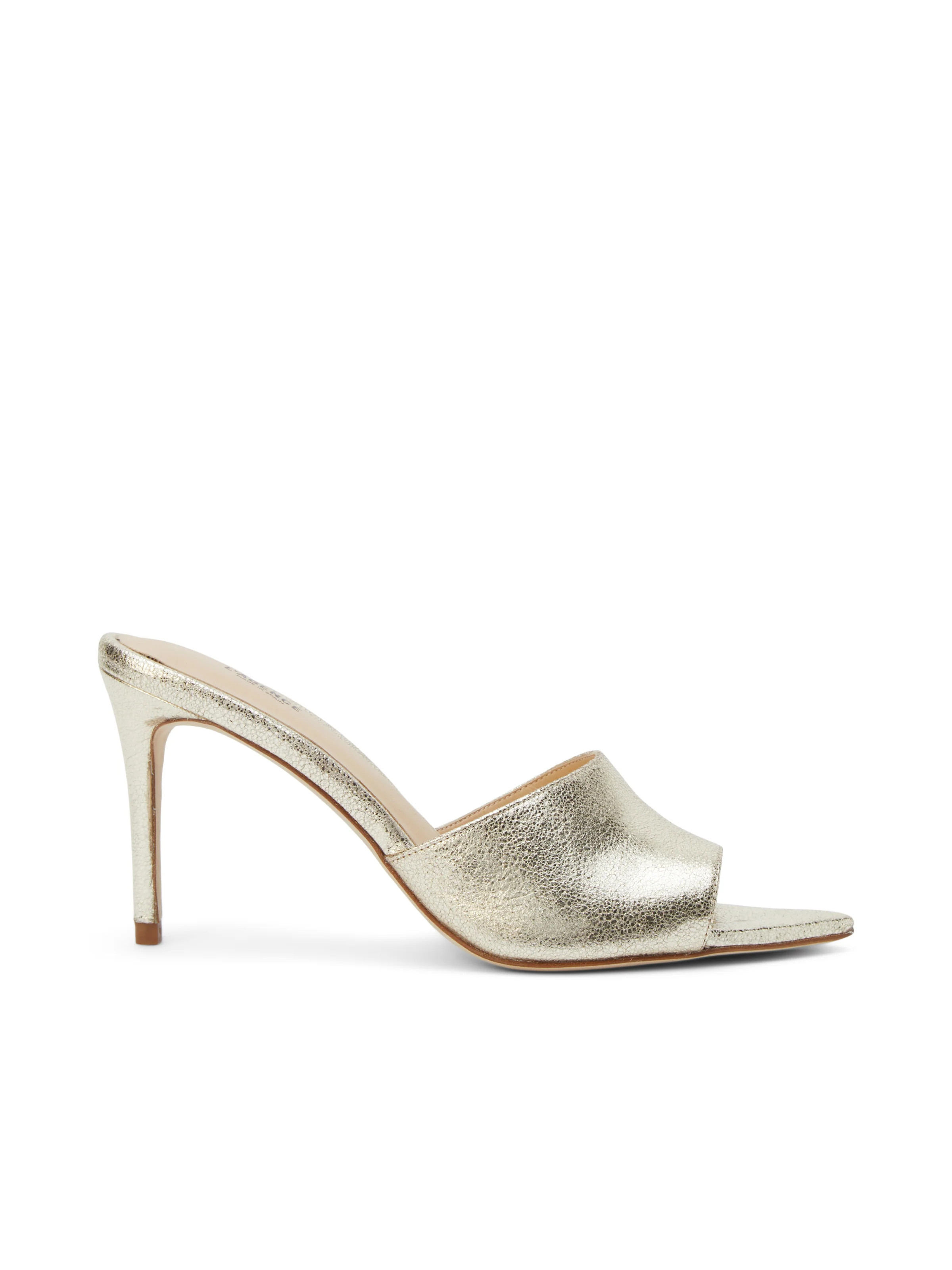 L'AGENCE Lolita Open Toe Mule in Gold Leather | L'Agence