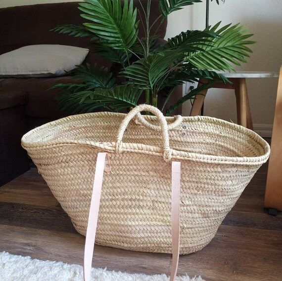 straw bag Handmade with long handles - ref 7, Summer bag, palm tree leaves bag, straw basket, fre... | Etsy (US)