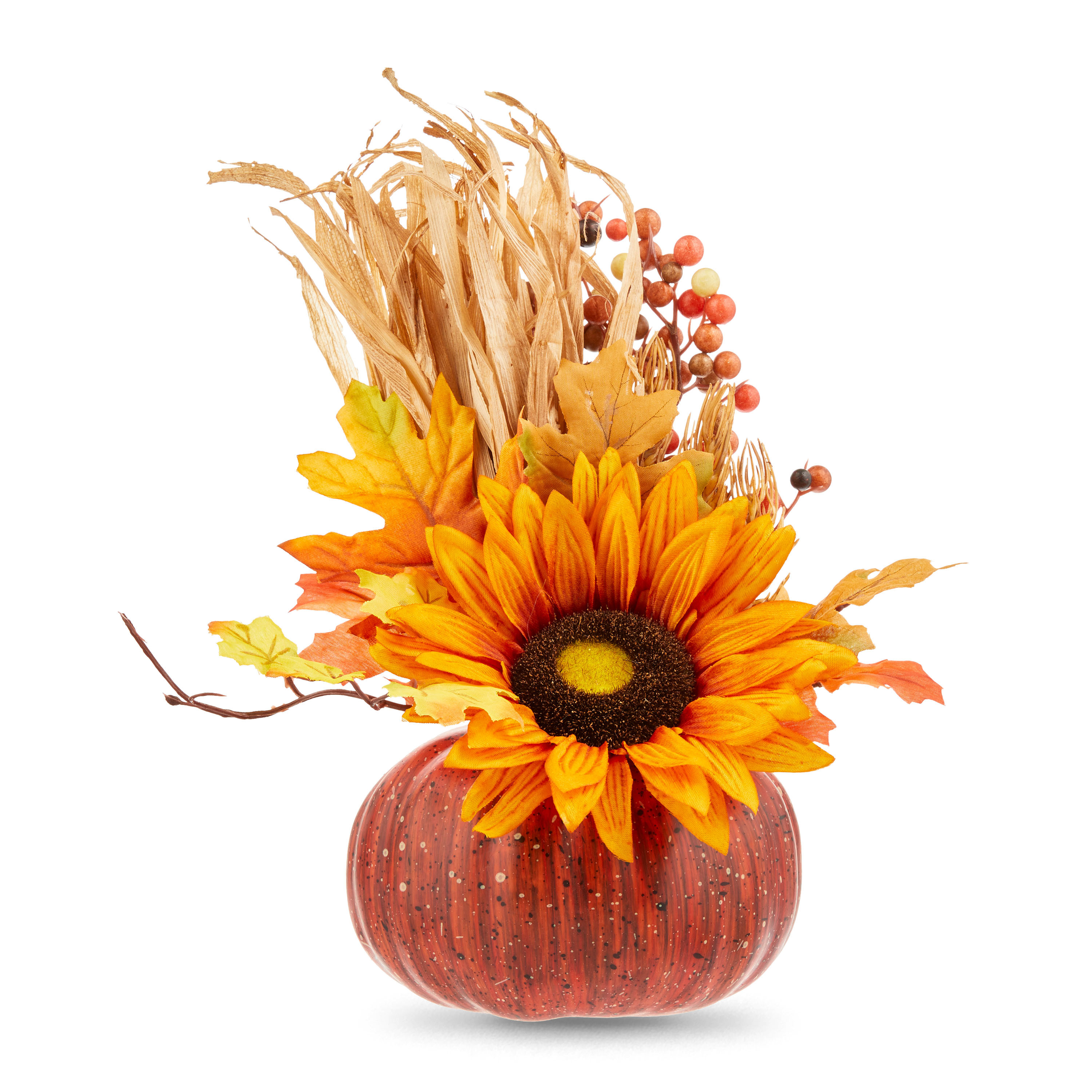 Harvest Foam Pumpkin with Floral Arrangement, 10", Way To Celebrate | Walmart (US)