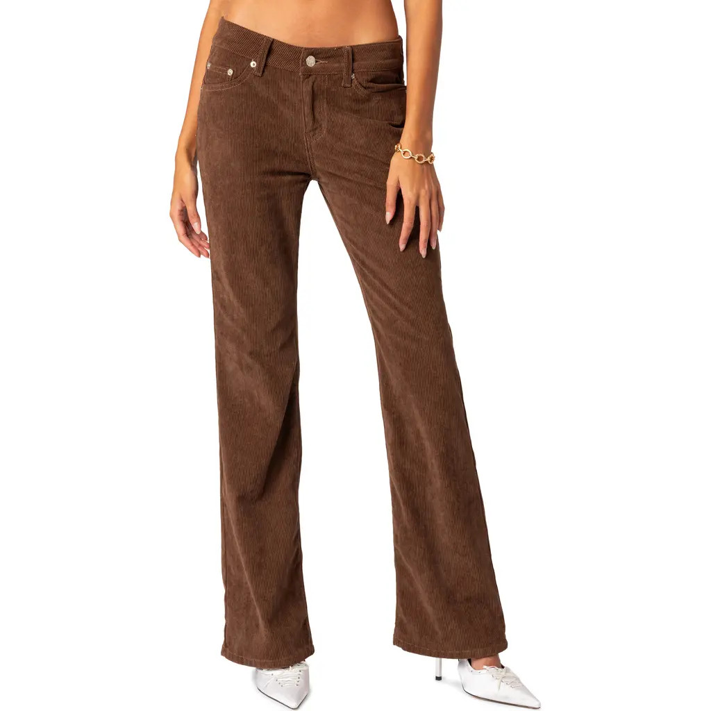 EDIKTED Corduroy Bootcut Pants in Brown at Nordstrom, Size Large | Nordstrom