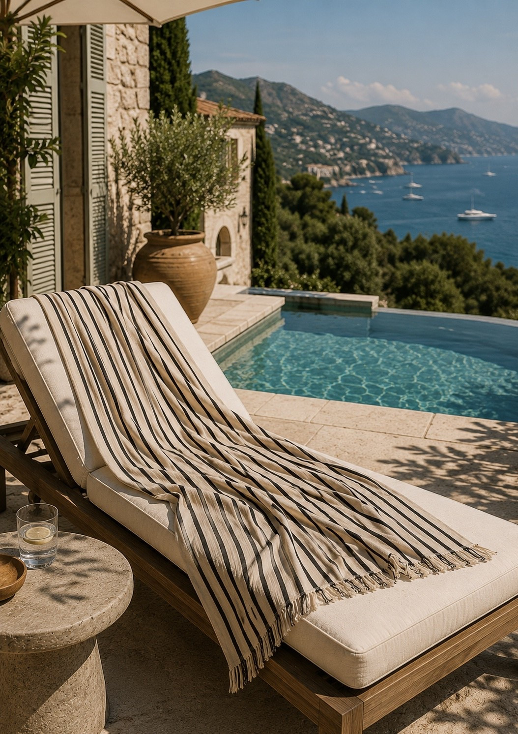 St. Tropez Striped Beach Towel from Pottery Barn. Love the fringe details and the black stripe.

#LTKHome #LTKSwim #LTKSeasonal