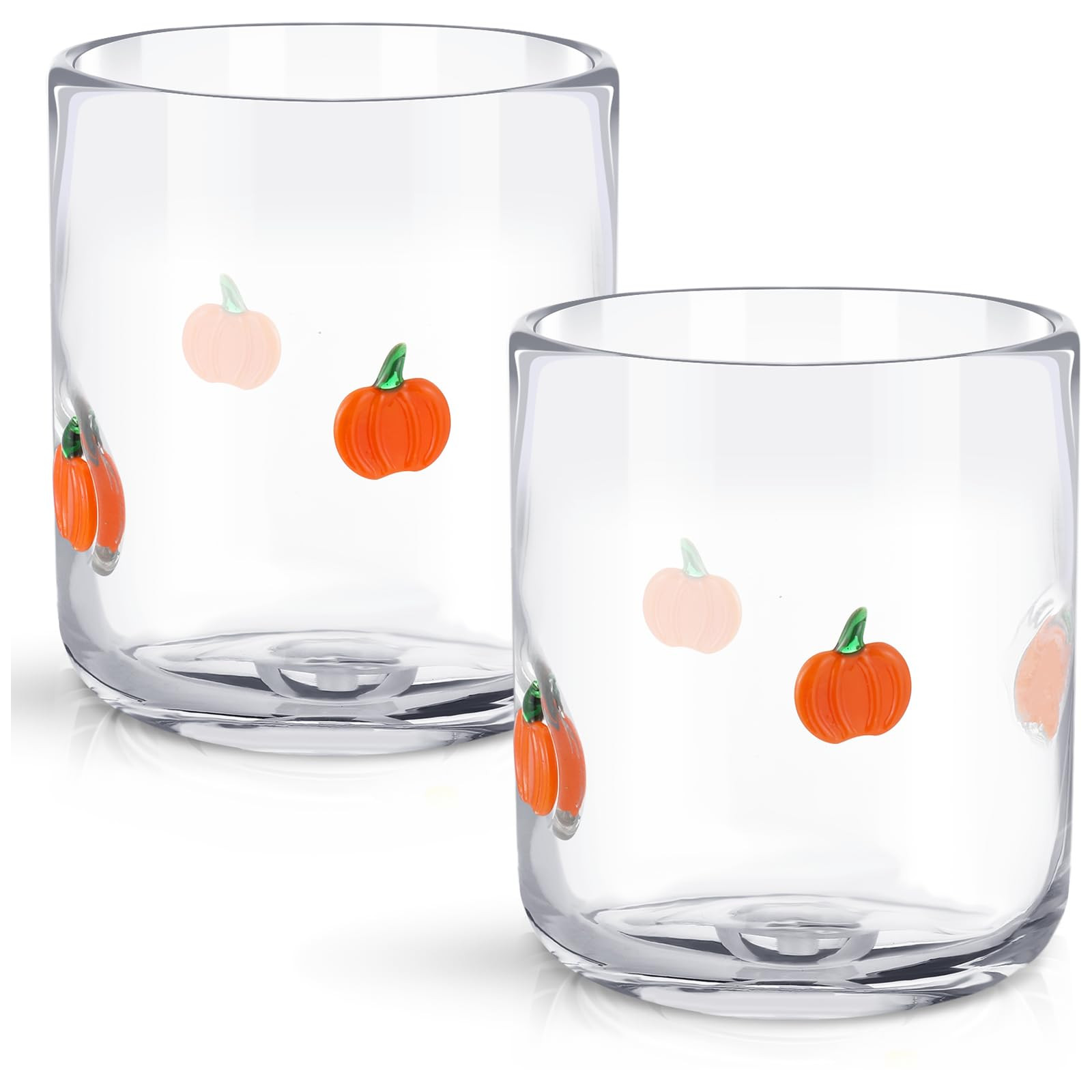 2 Pcs Pumpkin Icon Juice Glasses, 14 oz Fall Pumpkin Stemless Wine Drinking Coffee Glass Cup for ... | Amazon (US)