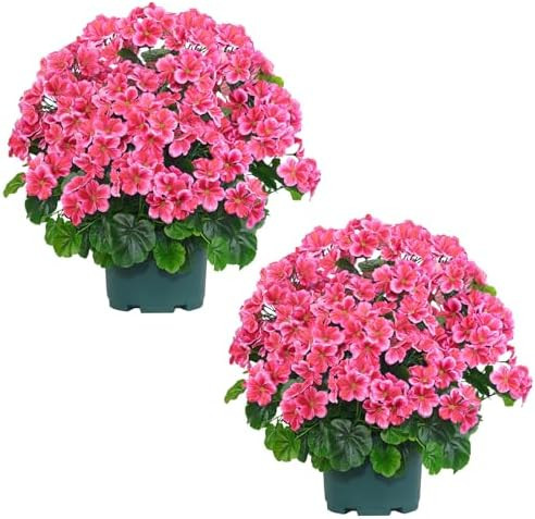 QIANYUN Artificial Topiary for Outdoors- 20” Potted Plant Fake Geraniums Bush-UV Resistant Arti... | Amazon (US)