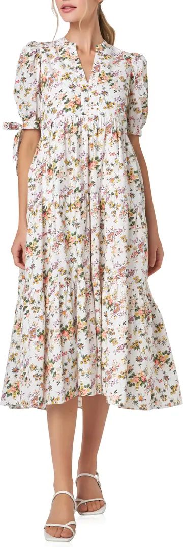Floral Print Tiered Midi Dress | Nordstrom